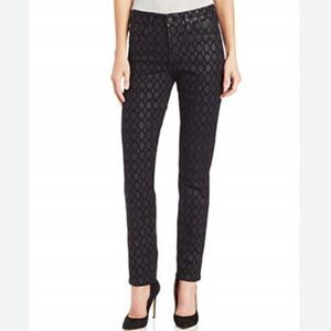 NYDJ Diamond Shimmer Print Skinny Black Jeans Womens Size 10 40265DTP62